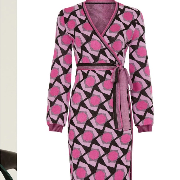 Diane Von Furstenberg Alexio Wrap Boho Dress Long Sleeve - Picture 5 of 11